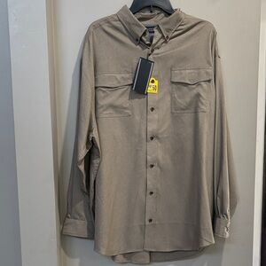 Roundtree & Yorke Men's Button-Down Shirt inTaupe Size 2XB